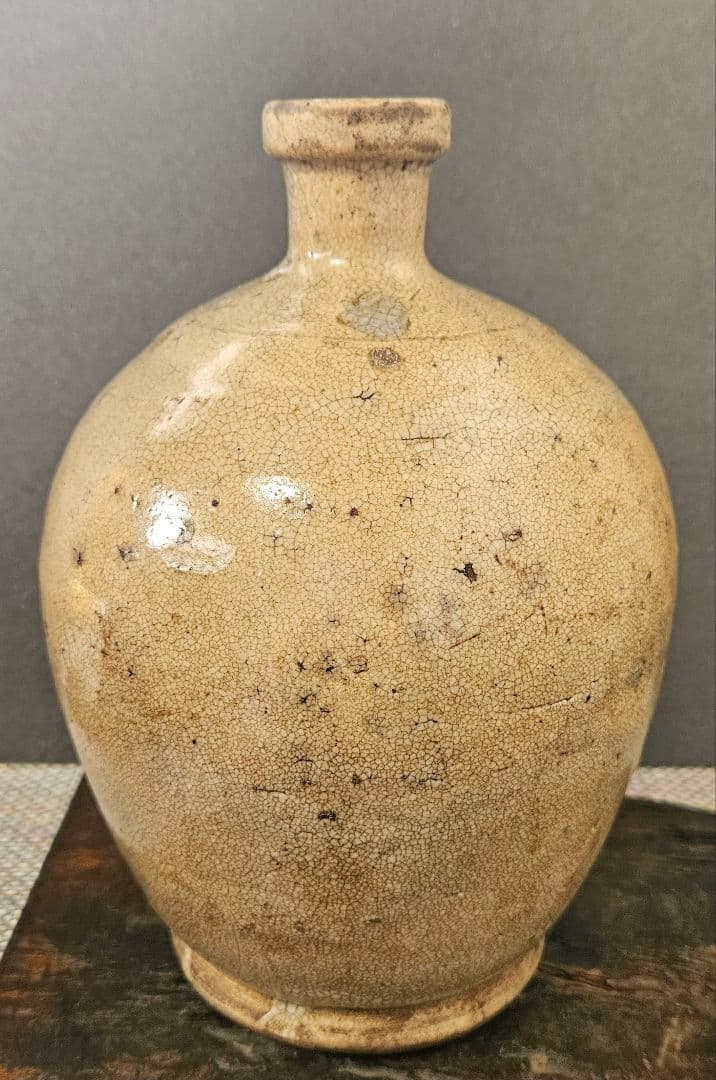 時代物❗　李朝古陶磁器系　中国古陶磁器系　肩口に目跡　雨漏り手　徳利　壺　花入