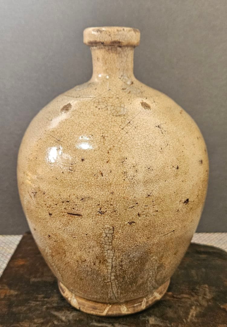 時代物❗　李朝古陶磁器系　中国古陶磁器系　肩口に目跡　雨漏り手　徳利　壺　花入