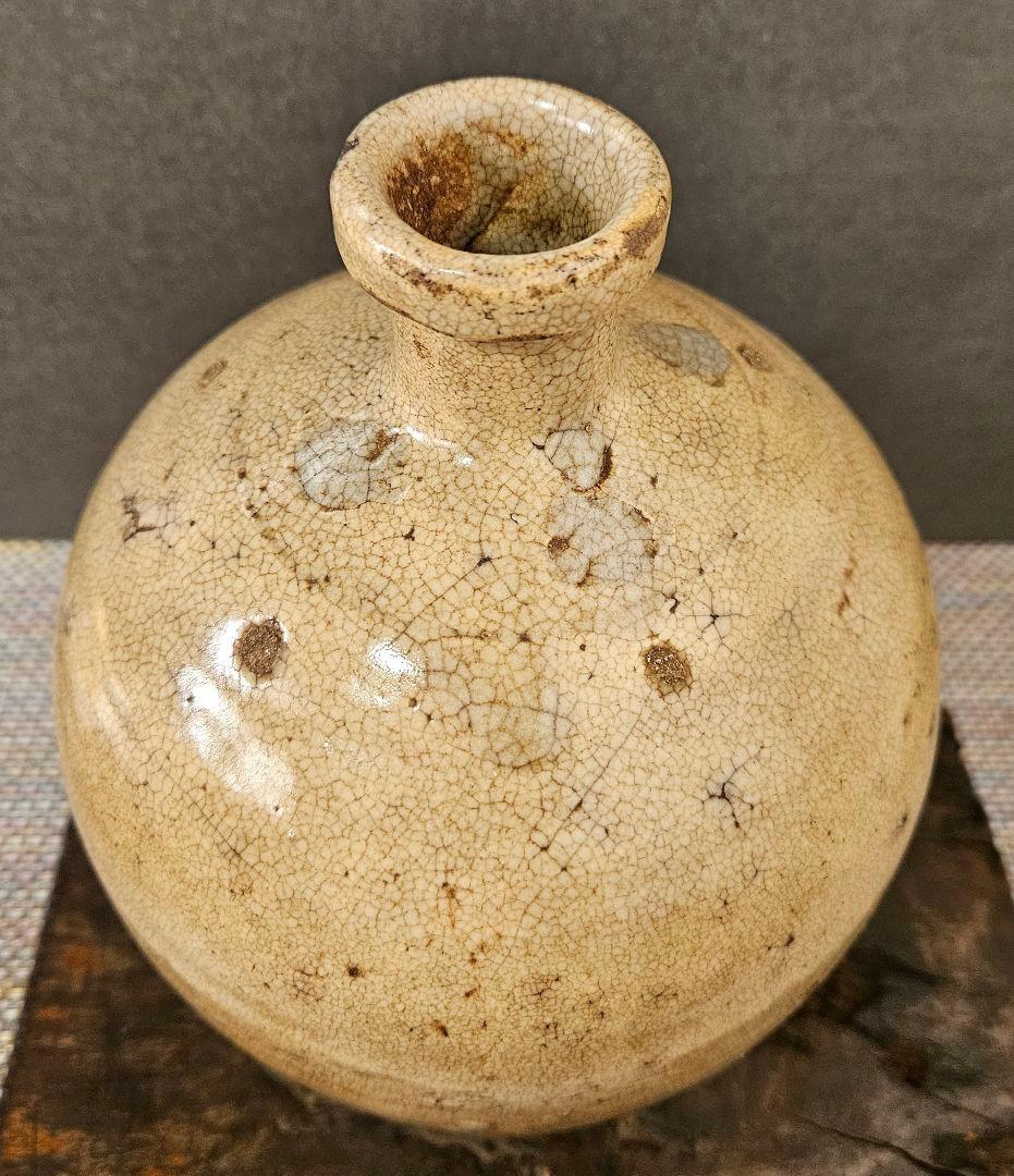 時代物❗　李朝古陶磁器系　中国古陶磁器系　肩口に目跡　雨漏り手　徳利　壺　花入