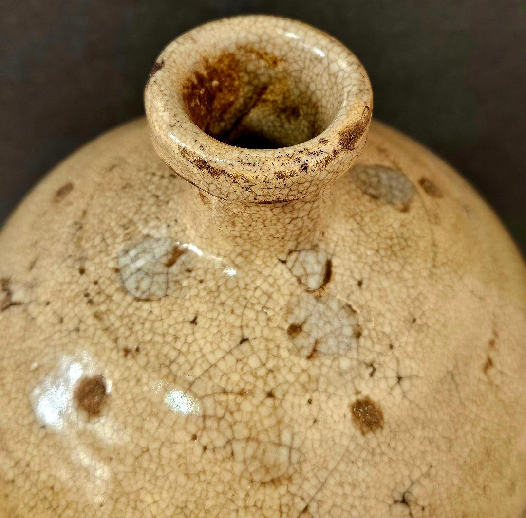 時代物❗　李朝古陶磁器系　中国古陶磁器系　肩口に目跡　雨漏り手　徳利　壺　花入