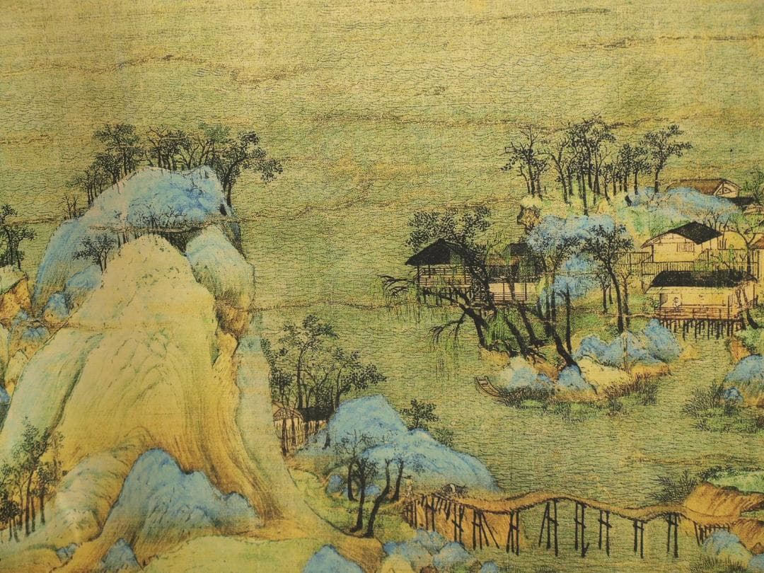 中国北宋時代　千裹江山図　人物掛け軸　激安骨董品　捲り BD648A13-3