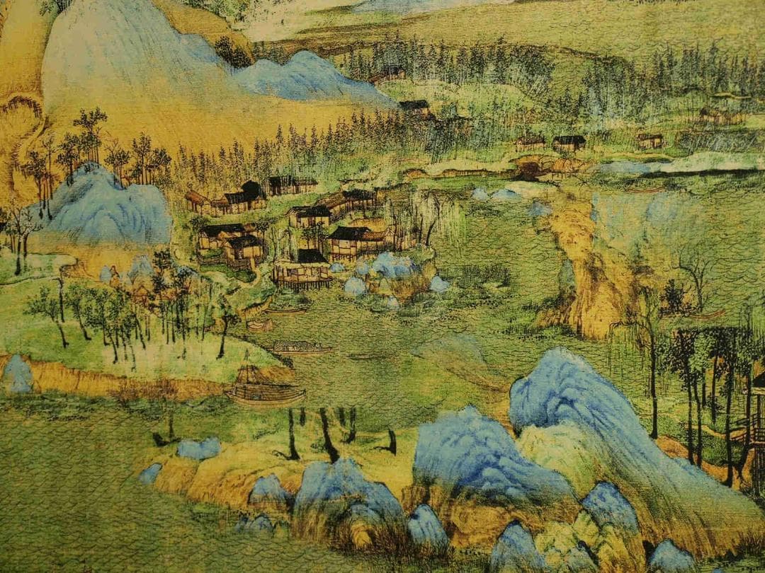 中国北宋時代　千裹江山図　人物掛け軸　激安骨董品　捲り BD648A13-3