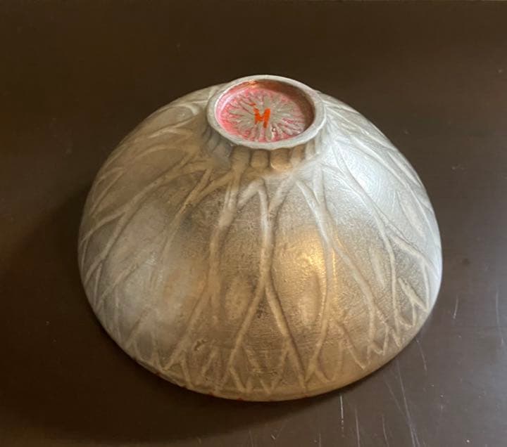 林みちよ　紅縁銀彩花碗　高台紅花　旅茶碗　小服茶碗　ティーカップ　茶道