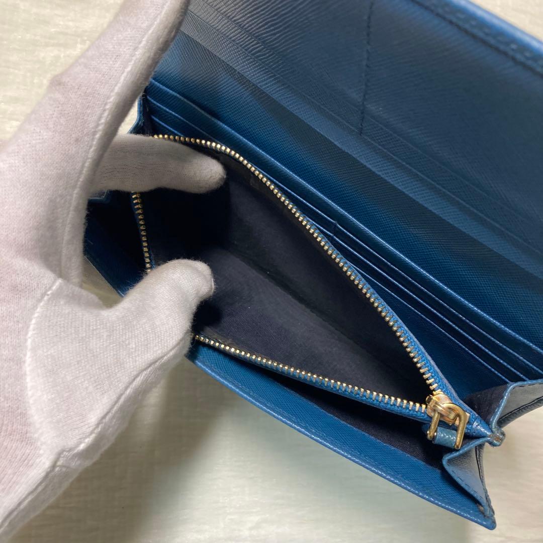 PRADA プラダ　サフィアーノ　長財布　ロングウォレット　青　箱付き　人気