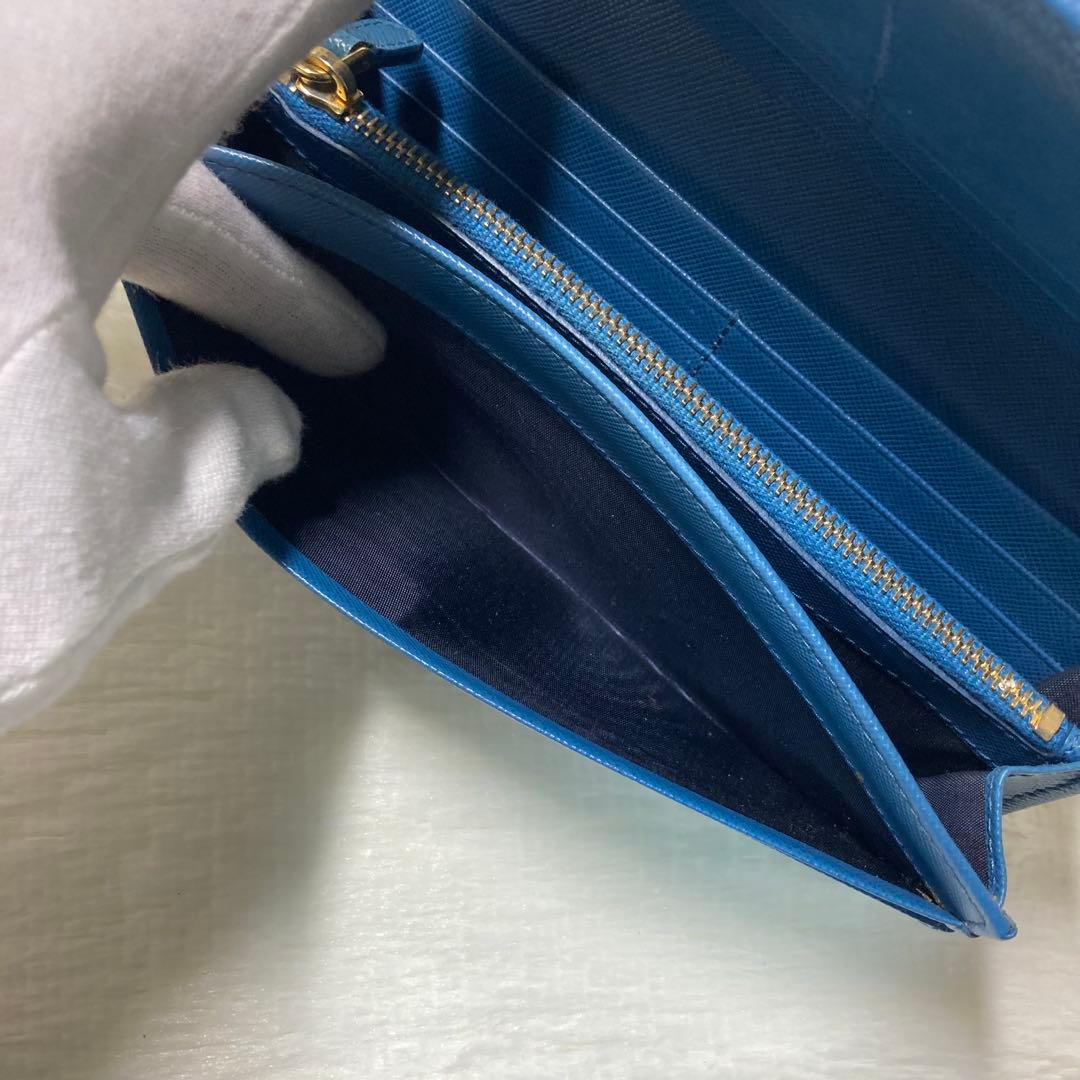 PRADA プラダ　サフィアーノ　長財布　ロングウォレット　青　箱付き　人気