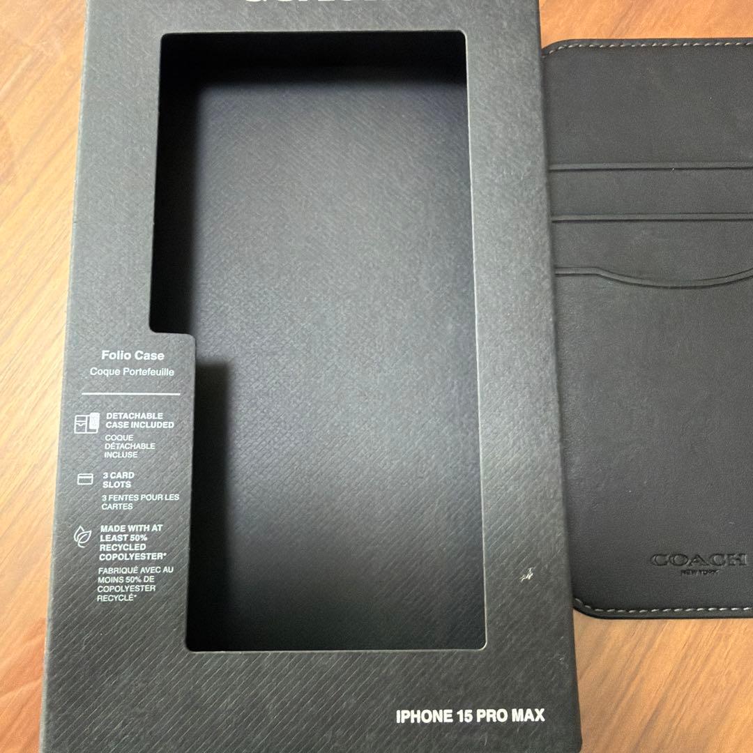 COACH iPhone 15 Pro Max 手帳型ケース ブラック