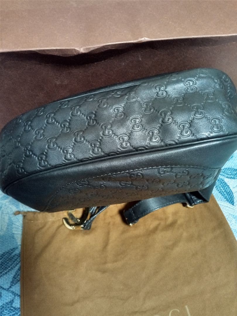 【極美品】GUCCI グッチ　シマ　G金具　レザー　ショルダーバッグ　ブラック