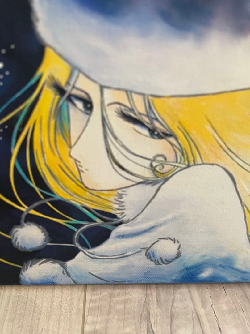 F4号 手描き油彩 松本零士 銀河鉄道999 模写　メーテルレジェンド絵画サイン