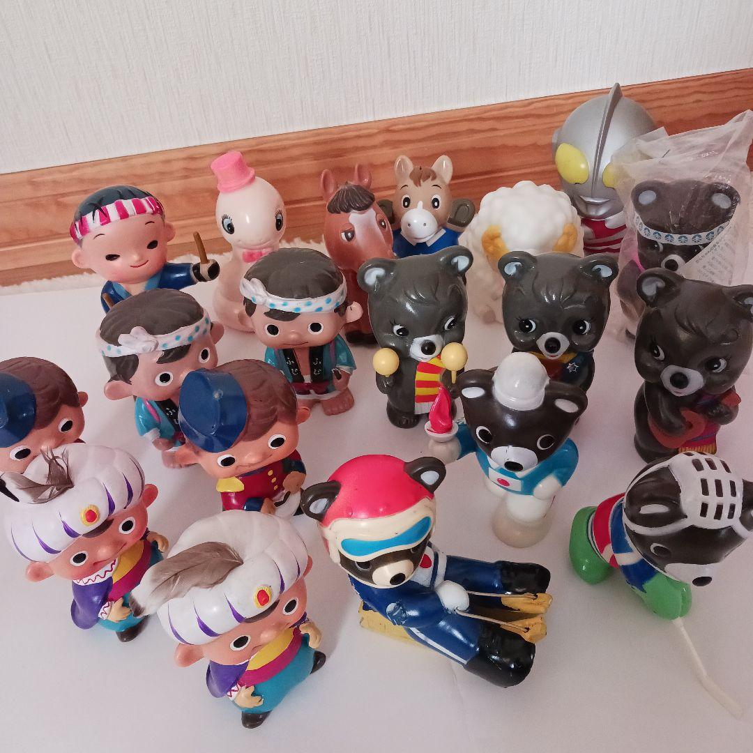 昭和レトロ　ソフビ貯金箱　19点セット 富士銀行　たくぎん　JAなど　まとめ