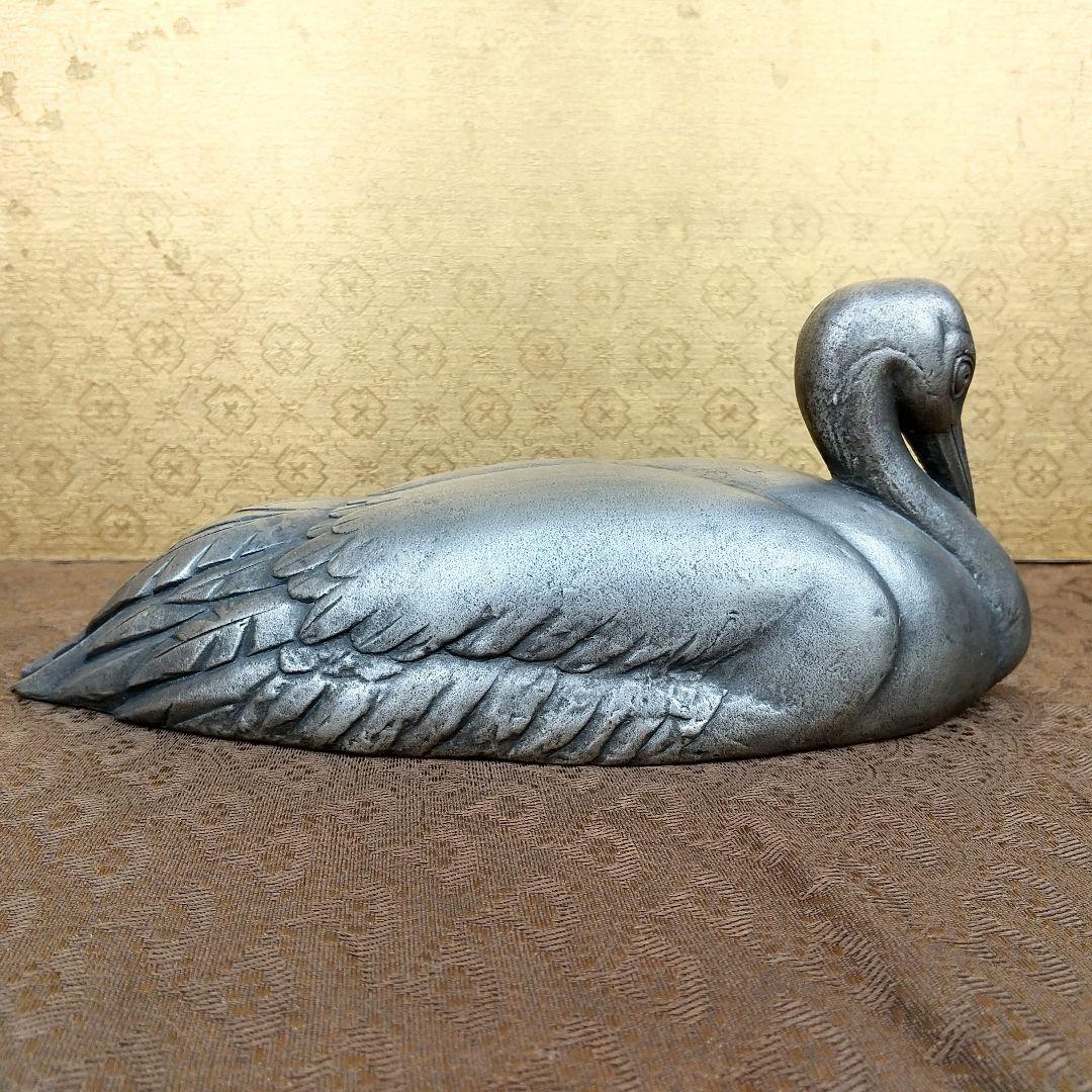 【お値下げしました！】巣籠る鶴　白銅製　中川清作　置物　共箱