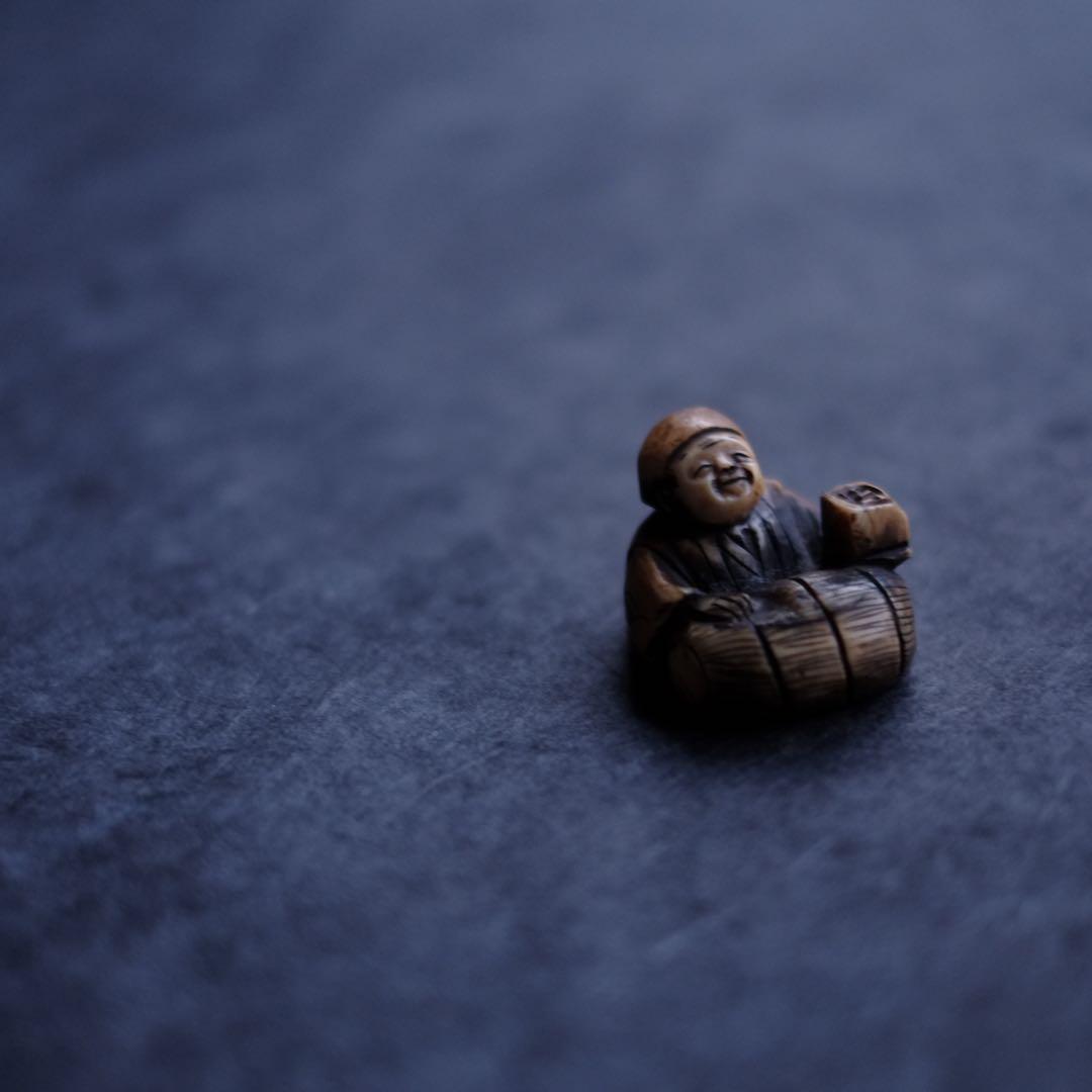 江戸時代 翁　根付　 牙刻　江戸期　在銘　東洋彫刻