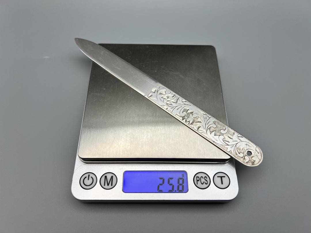 SILVER刻印　ペーパーナイフ　手彫　銀製　重量約25.8g