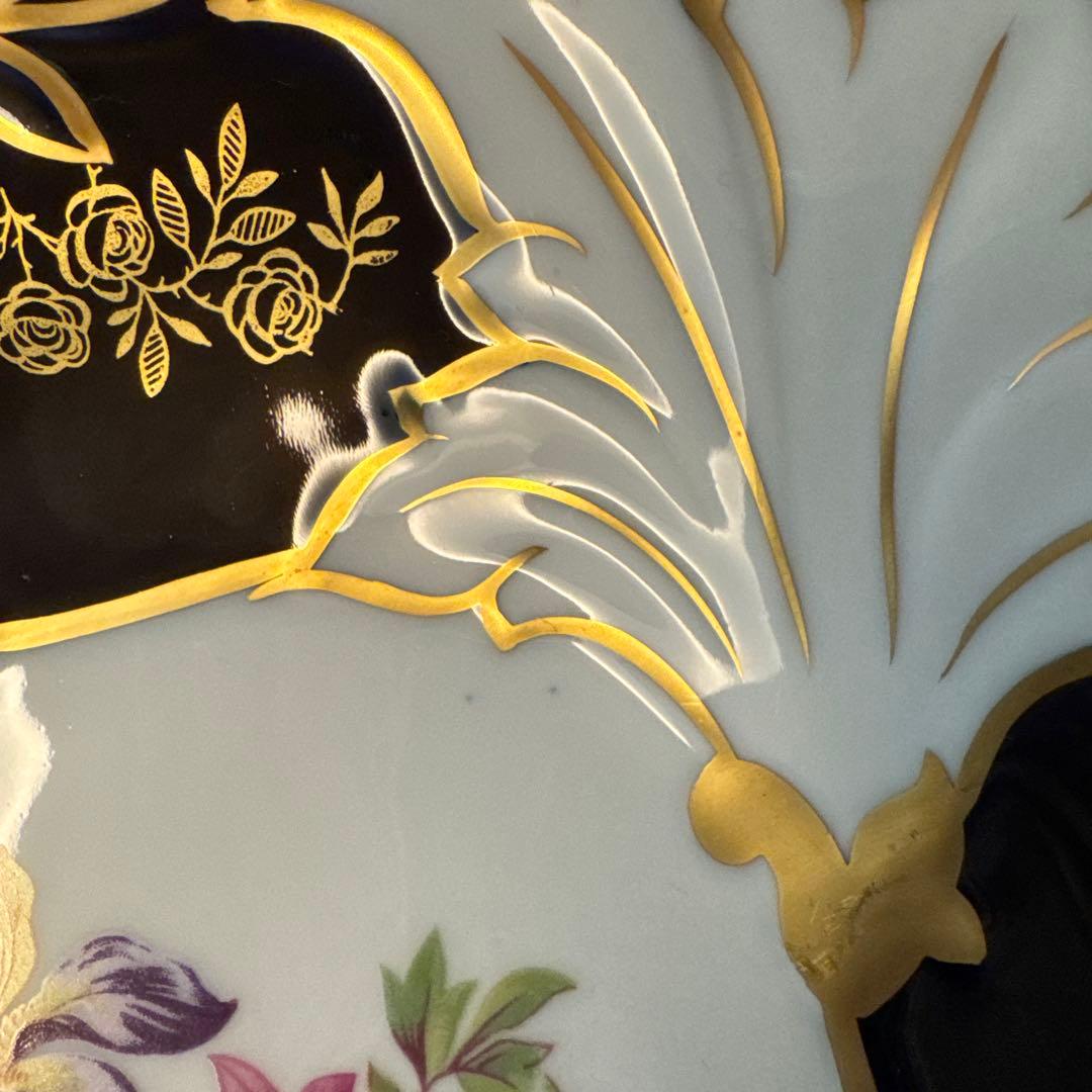 ワイマール　WEIMAR 金彩コバルトブルー フラワー　プレート4枚セット