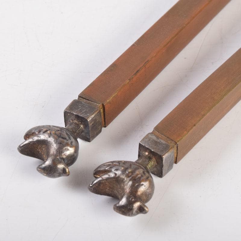 茶道具　銅製　鳥頭炉火箸　箱付　V　8684