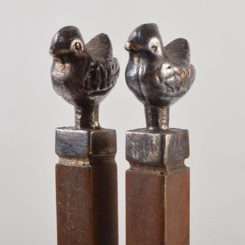 茶道具　銅製　鳥頭炉火箸　箱付　V　8684