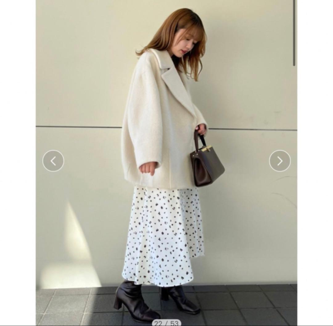 スナイデル ビッグカラーコクーンコート　アイボリsnidel