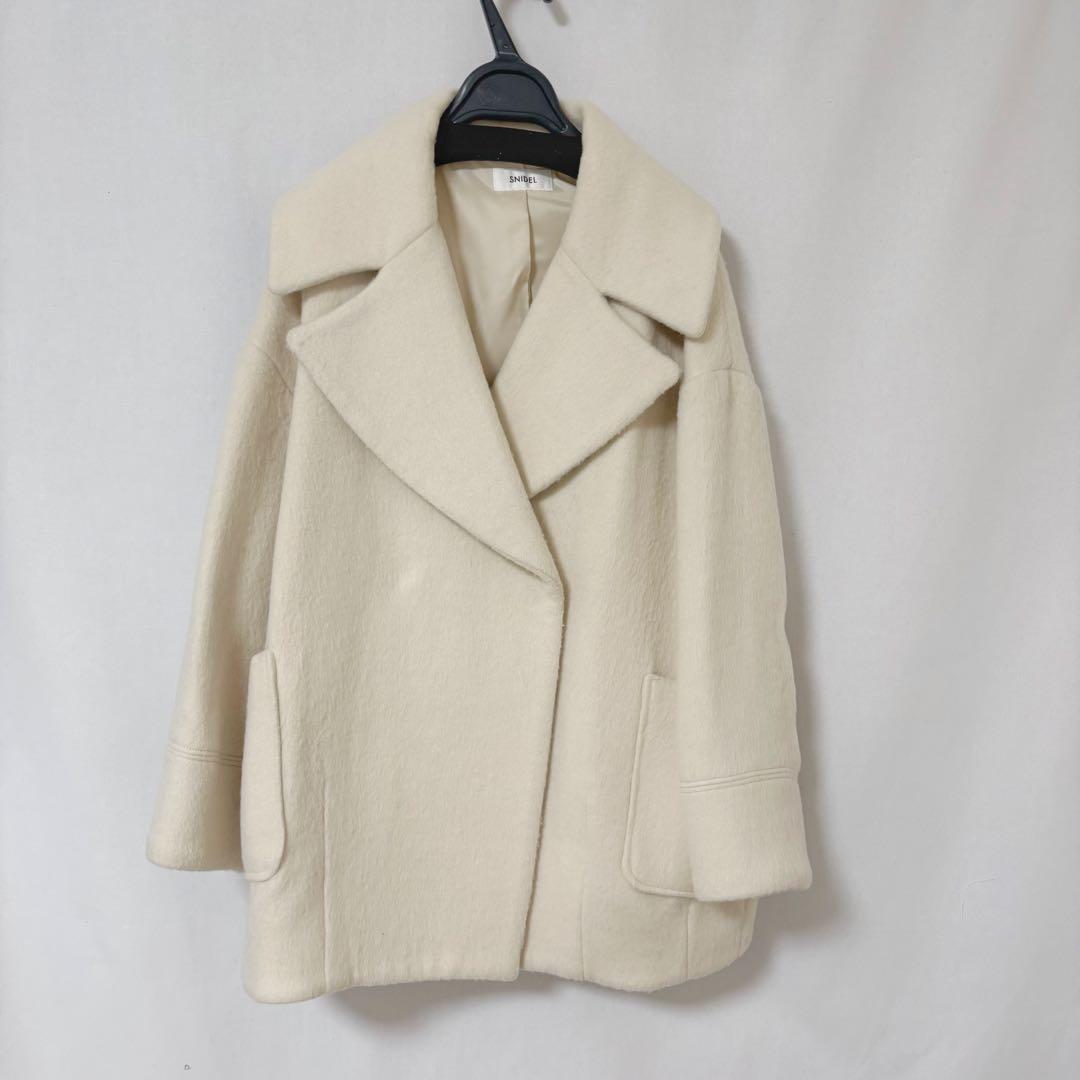 スナイデル ビッグカラーコクーンコート　アイボリsnidel