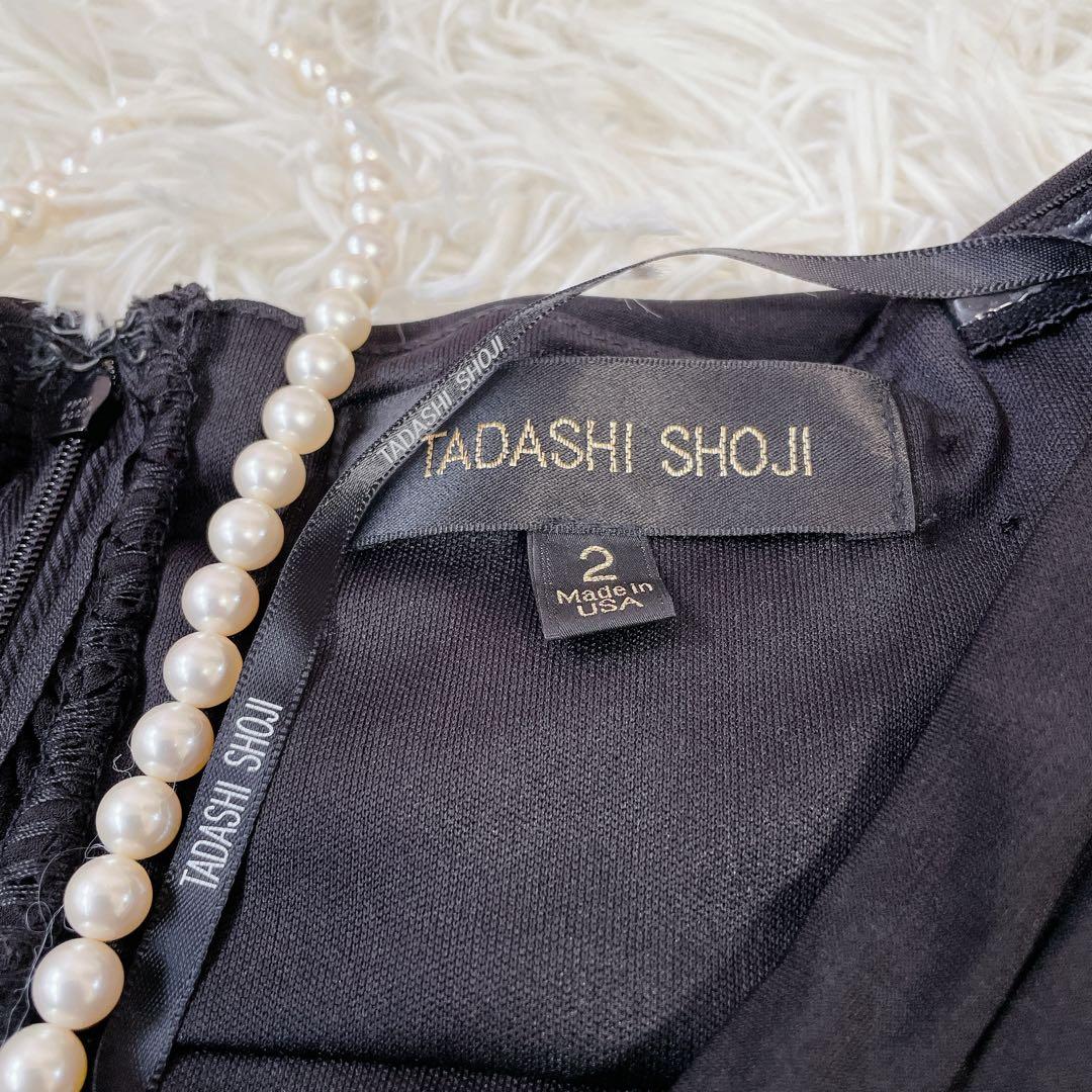 【美品】タダシショージ　異素材切替　ノースリーブワンピース　2 黒