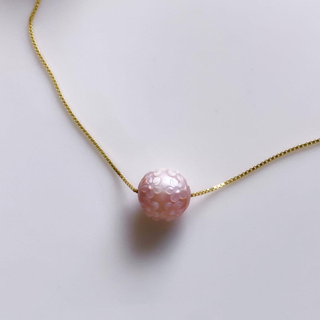 Kaya◆希少✧フラワーカービング あこや真珠ネックレス✧ピンク