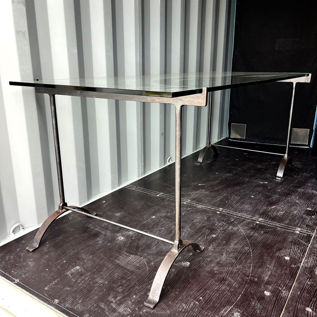 取付無料！真鍮 ガラス天板 インダストリアル モダンダイニングテーブル✨