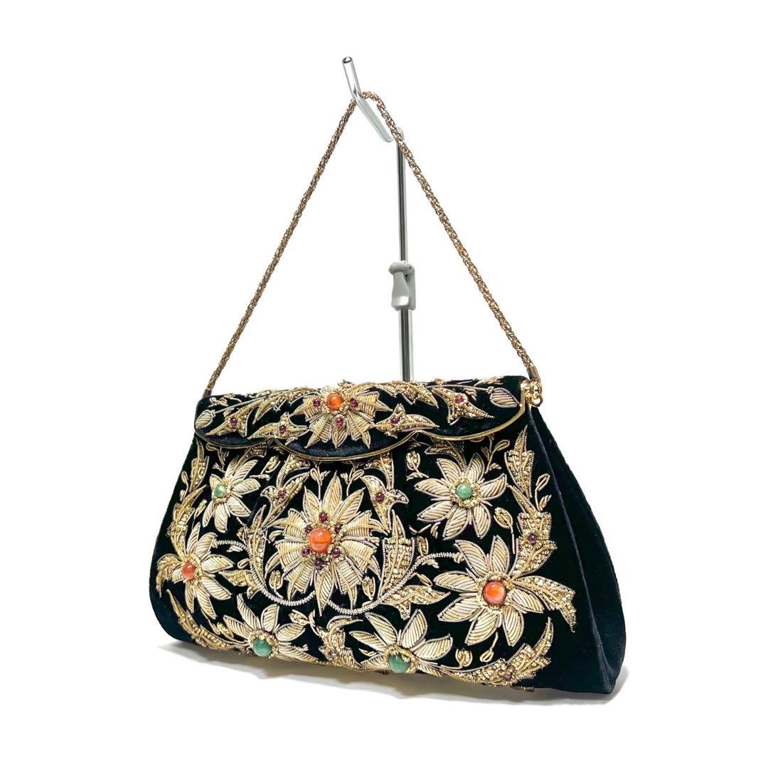 【美品】LUMY はしもと ルミー/皇室御用達/ ハンドバッグ ビーズバッグ