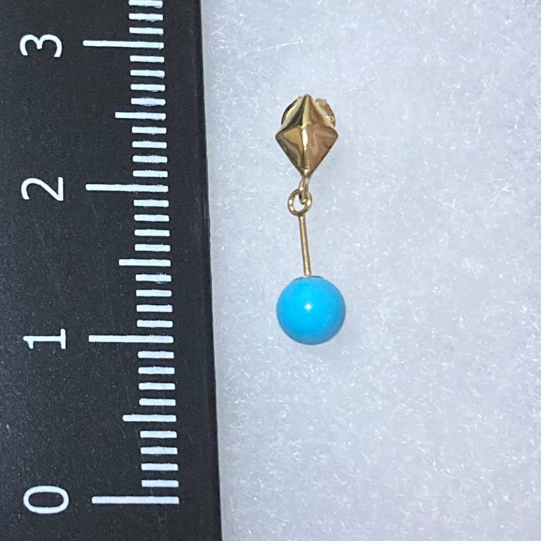 K18 ターコイズピアス 箱付き 18金 トルコ石 地金キャッチ ひし形