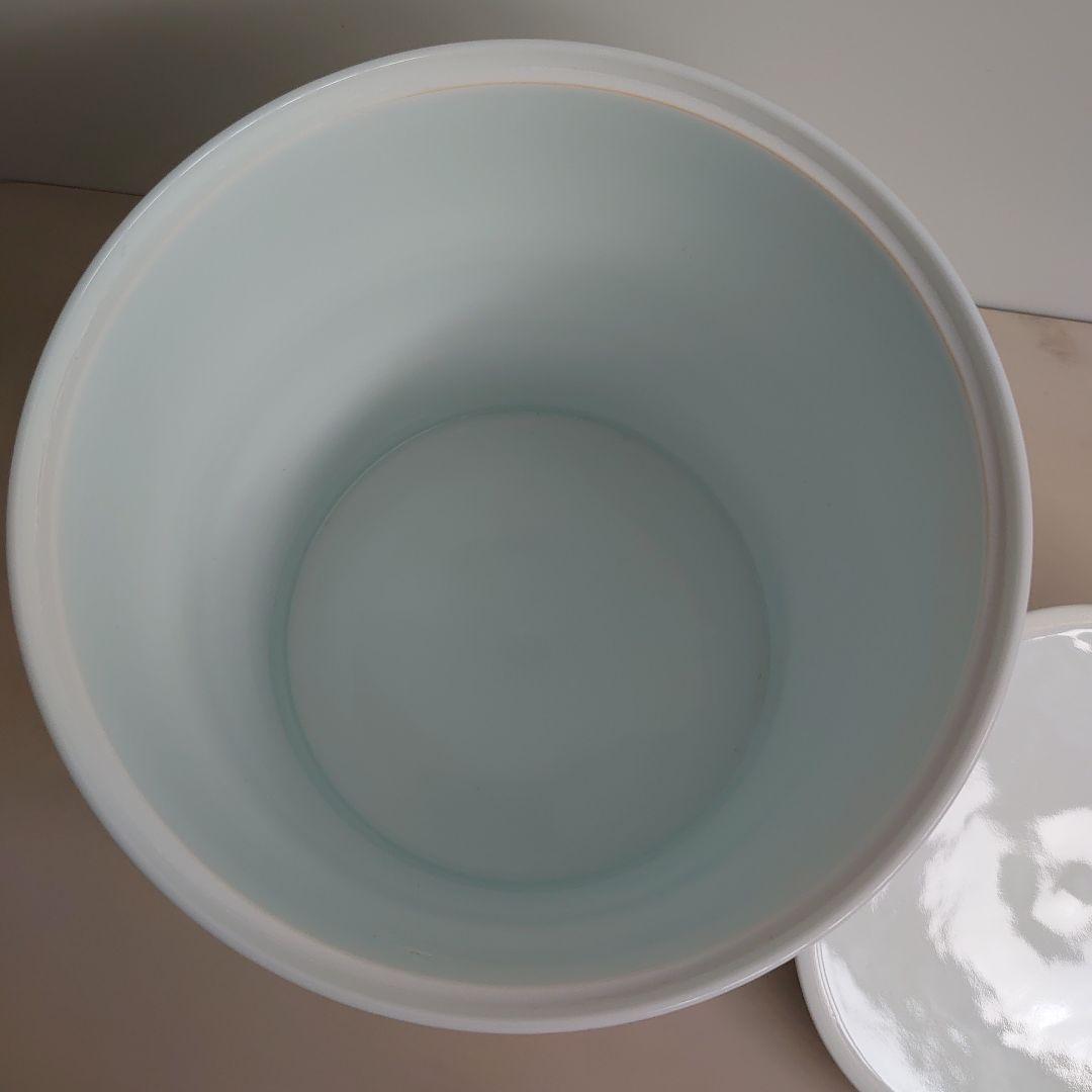 【値下げ不可】人間国宝 井上萬二 白磁 青海波 水指　共箱、共布、栞