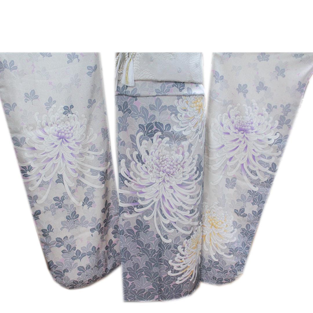 人気くすみ系■大輪の菊花・振袖6点セット丈175cm正絹トールサイズTK20