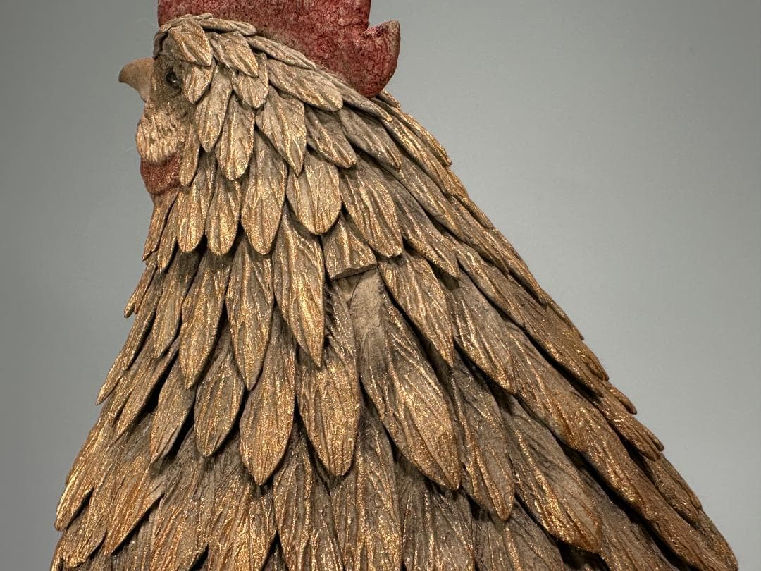 台湾陶磁　作家品　郭金蒼　在銘　鶏　置物　縁起物