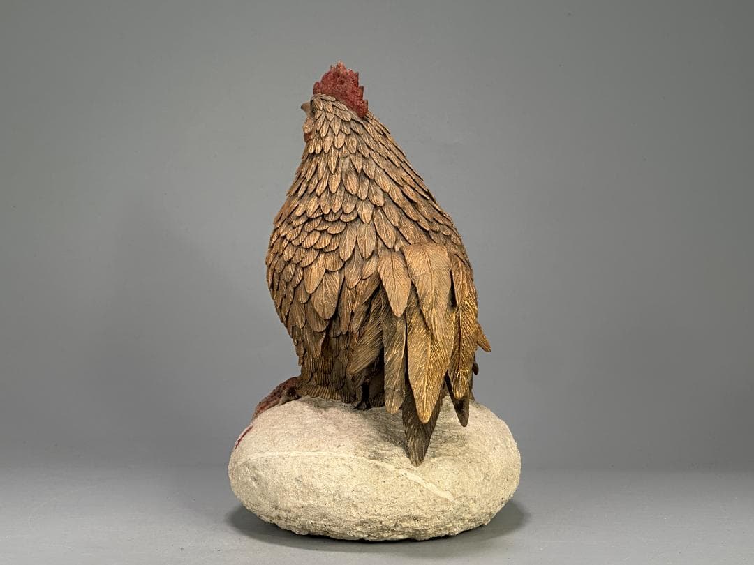 台湾陶磁　作家品　郭金蒼　在銘　鶏　置物　縁起物