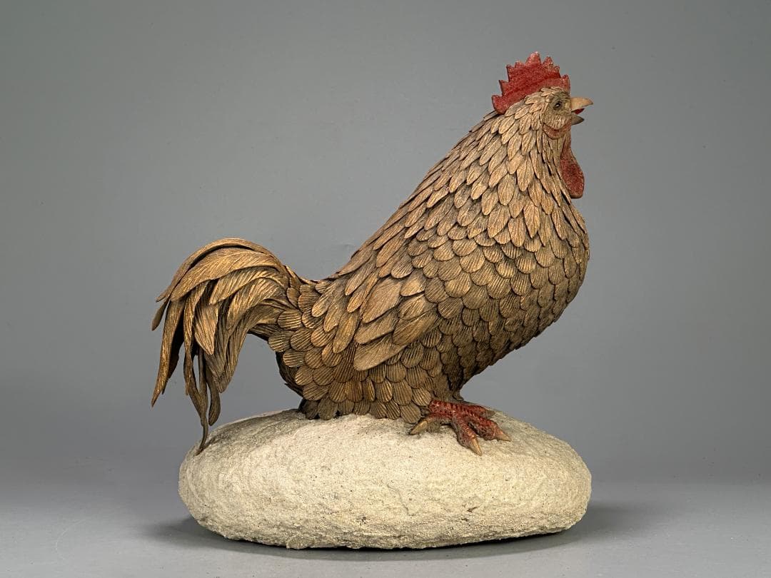 台湾陶磁　作家品　郭金蒼　在銘　鶏　置物　縁起物