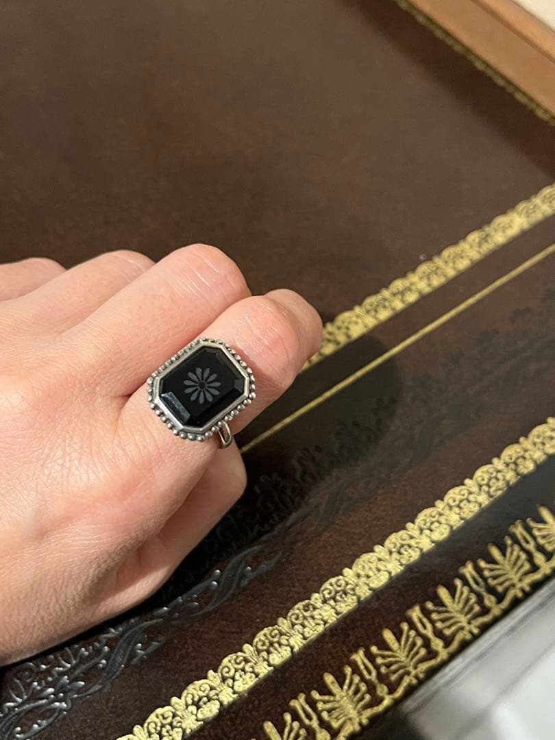 OLD TIFFANY ブラック オニキス デイジー シルバー11号くらい美品