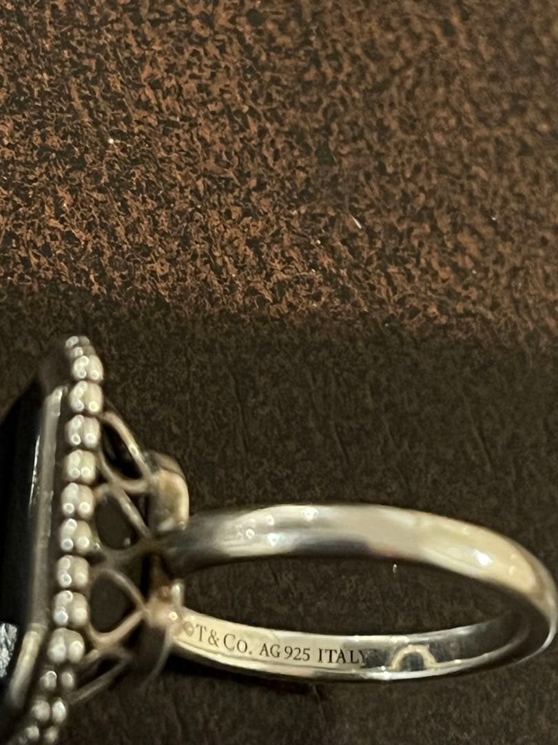 OLD TIFFANY ブラック オニキス デイジー シルバー11号くらい美品