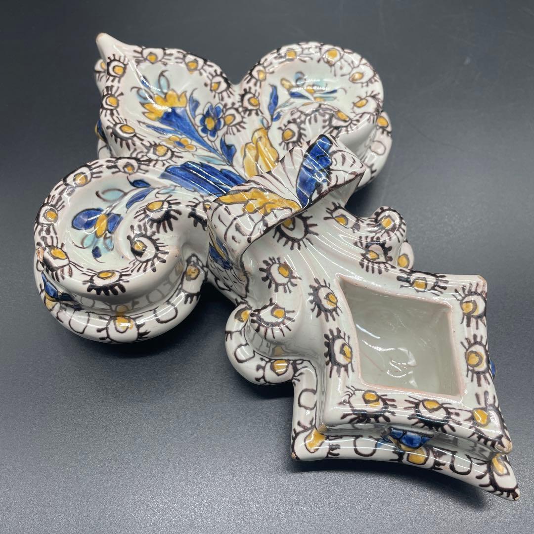 エミールガレ Emile Galle 軟質磁器 花文様 陶器 置物 インク壺