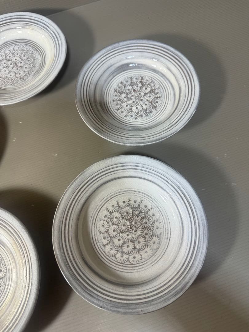 2502 十四代　中里太郎右衛門 唐津焼 花三島 銘々皿 五客揃 未使用