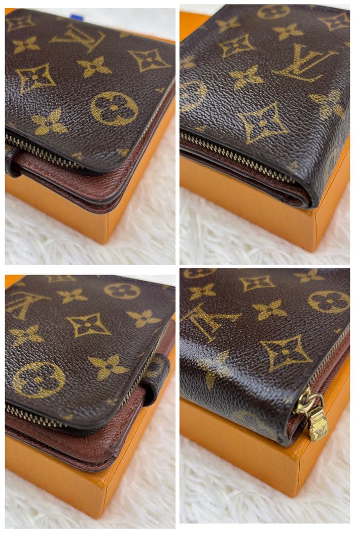 ルイ ヴィトン モノグラム コンパクトジップ ラウンドジップ ブラウン