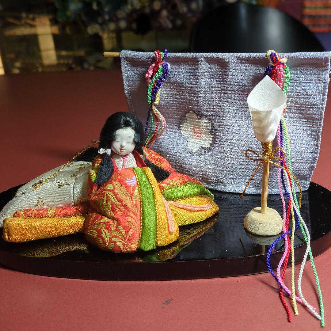 木目込み人形 平安絵巻姫几帳、燭台、飾り台付