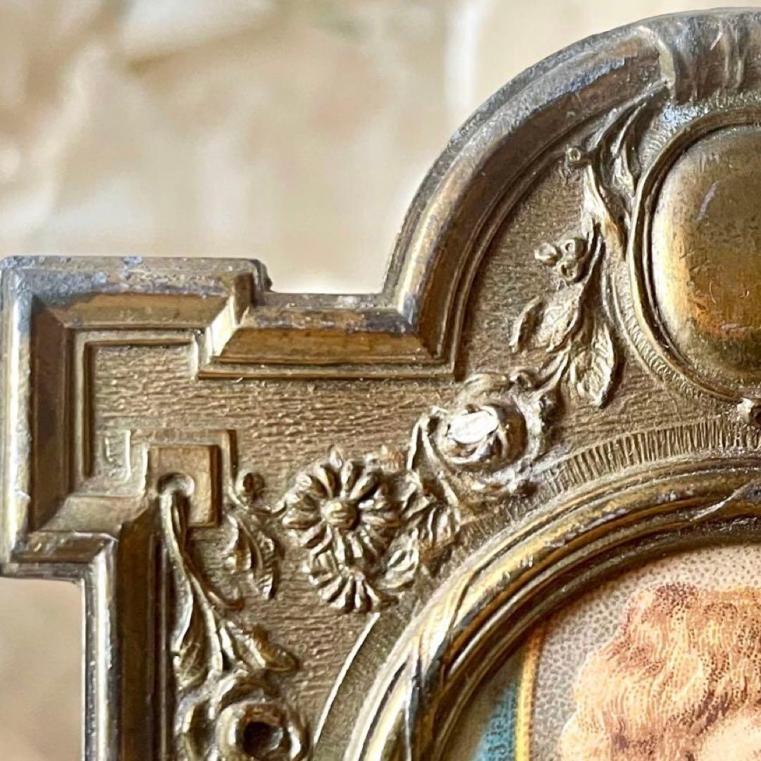 天使と花ガーランドのフレーム大小2個セット　フォト写真立て　フランスアンティーク