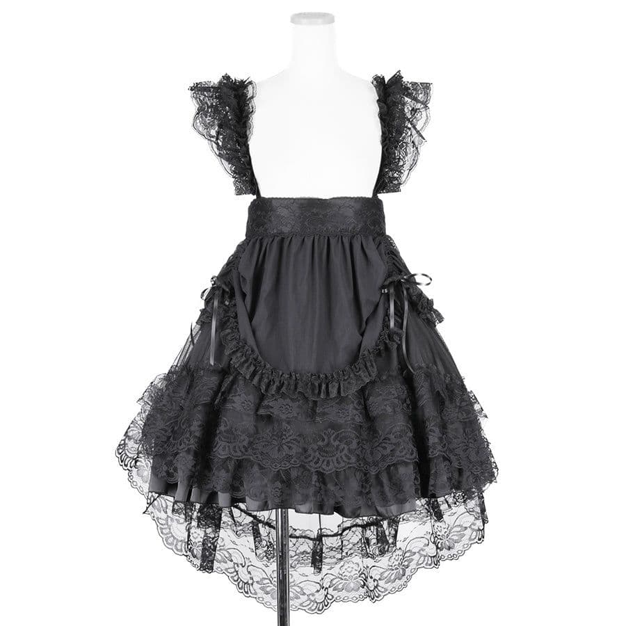 MAJOH MR corsetチュールカーテンエプロンスカートブラック×ブラック