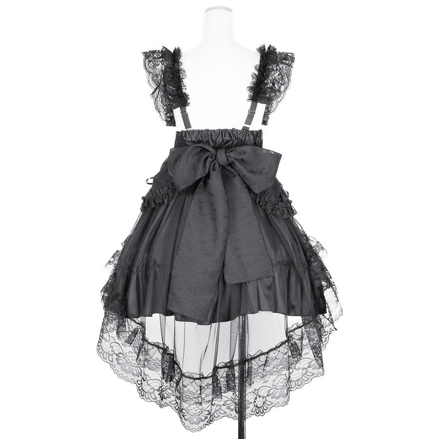 MAJOH MR corsetチュールカーテンエプロンスカートブラック×ブラック