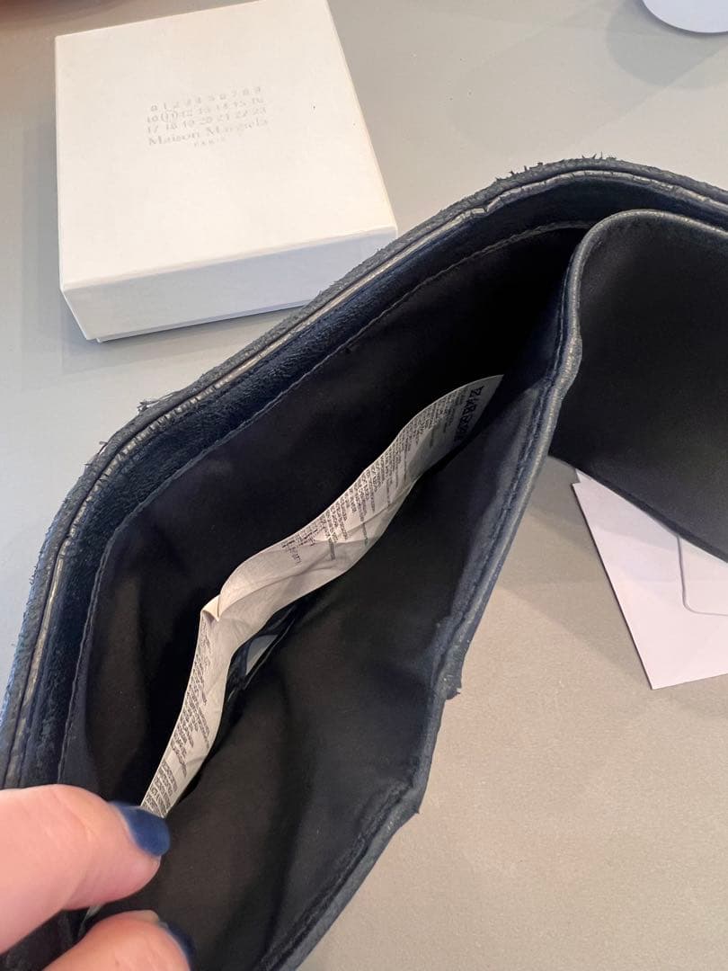 難有　マルジェラ グラムスラム 三つ折り財布 エンベロープ 4ステッチ ブラック