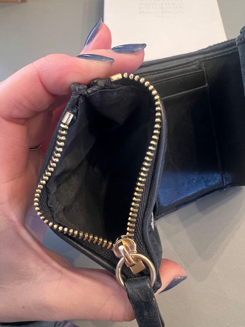 難有　マルジェラ グラムスラム 三つ折り財布 エンベロープ 4ステッチ ブラック