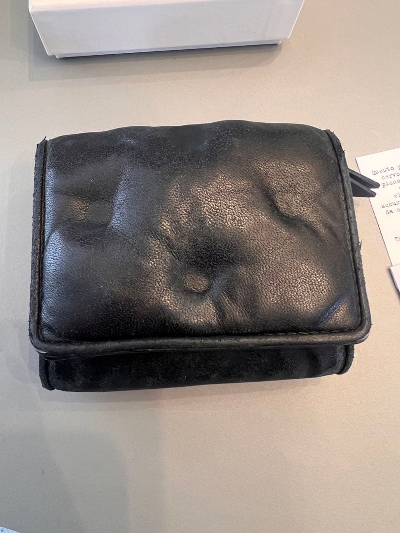 難有　マルジェラ グラムスラム 三つ折り財布 エンベロープ 4ステッチ ブラック