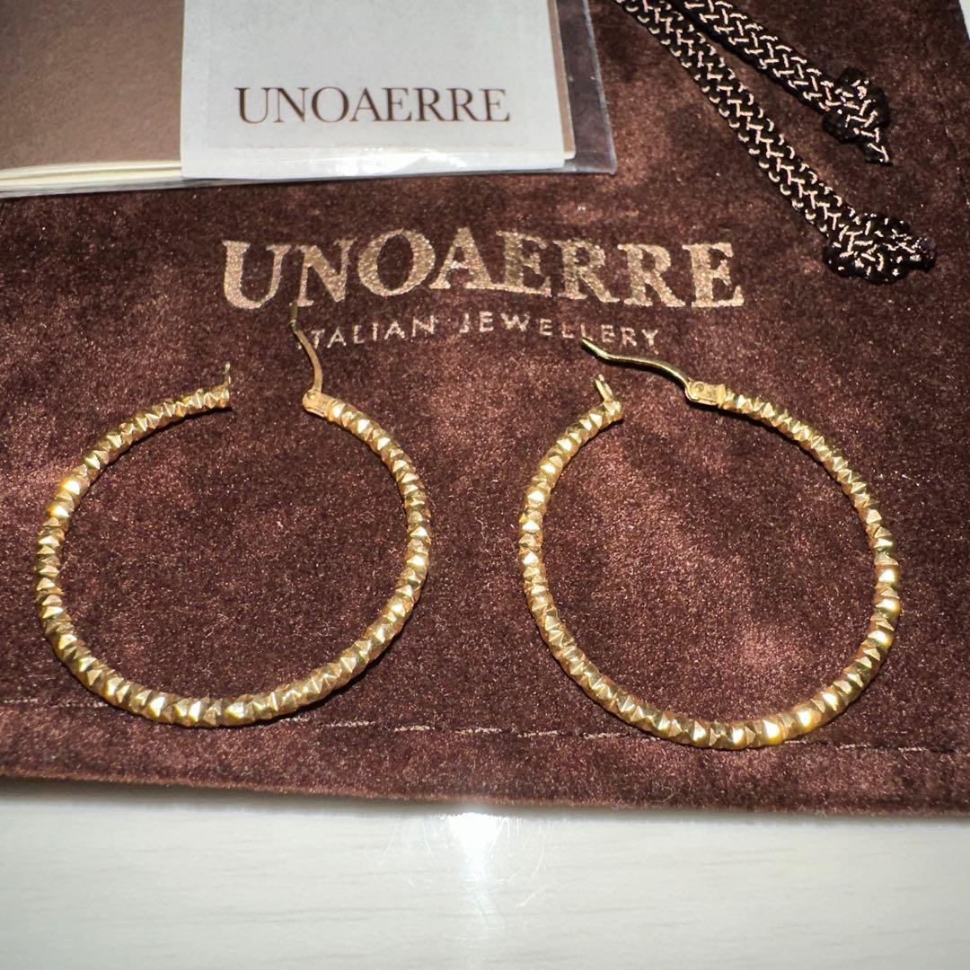 UNOAERRE ゴールド フープピアス　k18