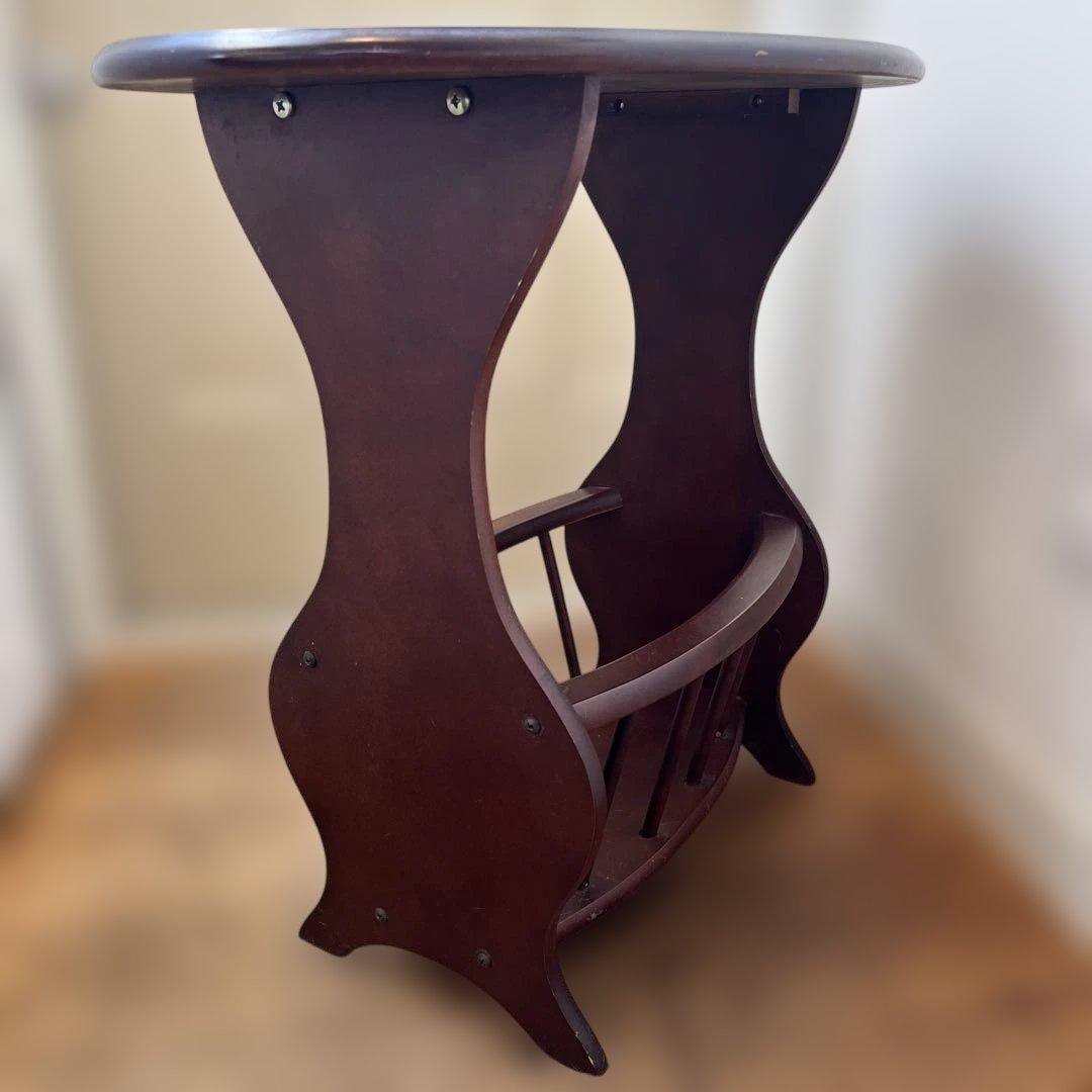 英国ビンテージダークブラウン楕円形サイドテーブル