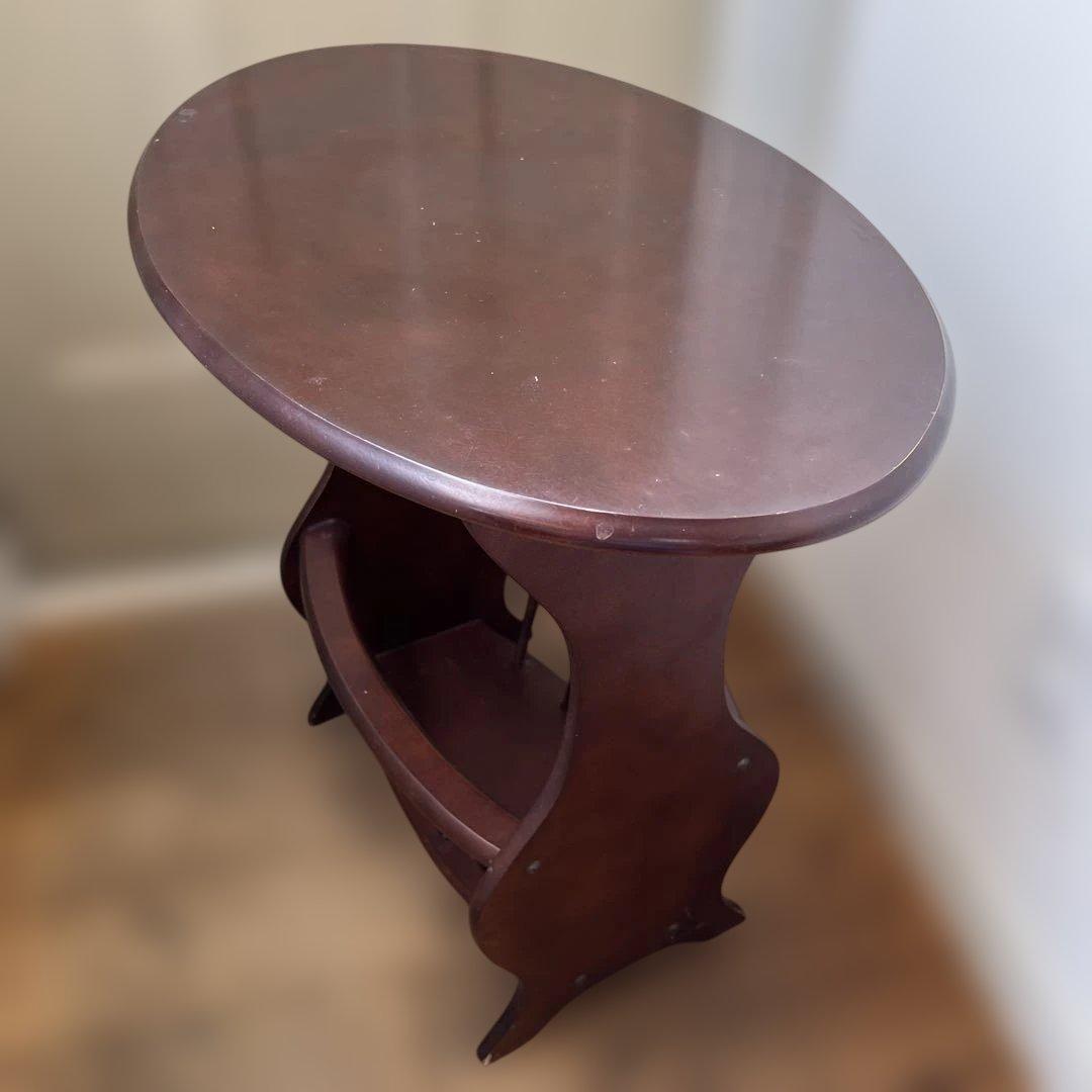 英国ビンテージダークブラウン楕円形サイドテーブル