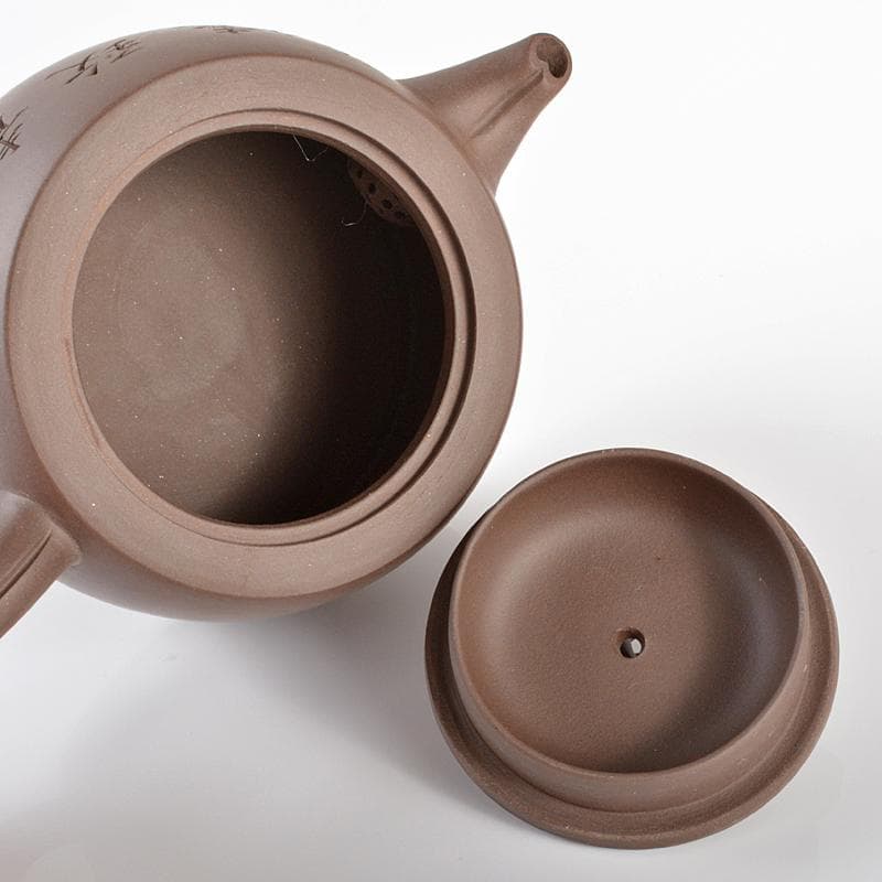 中国　紫砂　朱泥　漢詩文　急須　茶壷　在銘　C　R6170