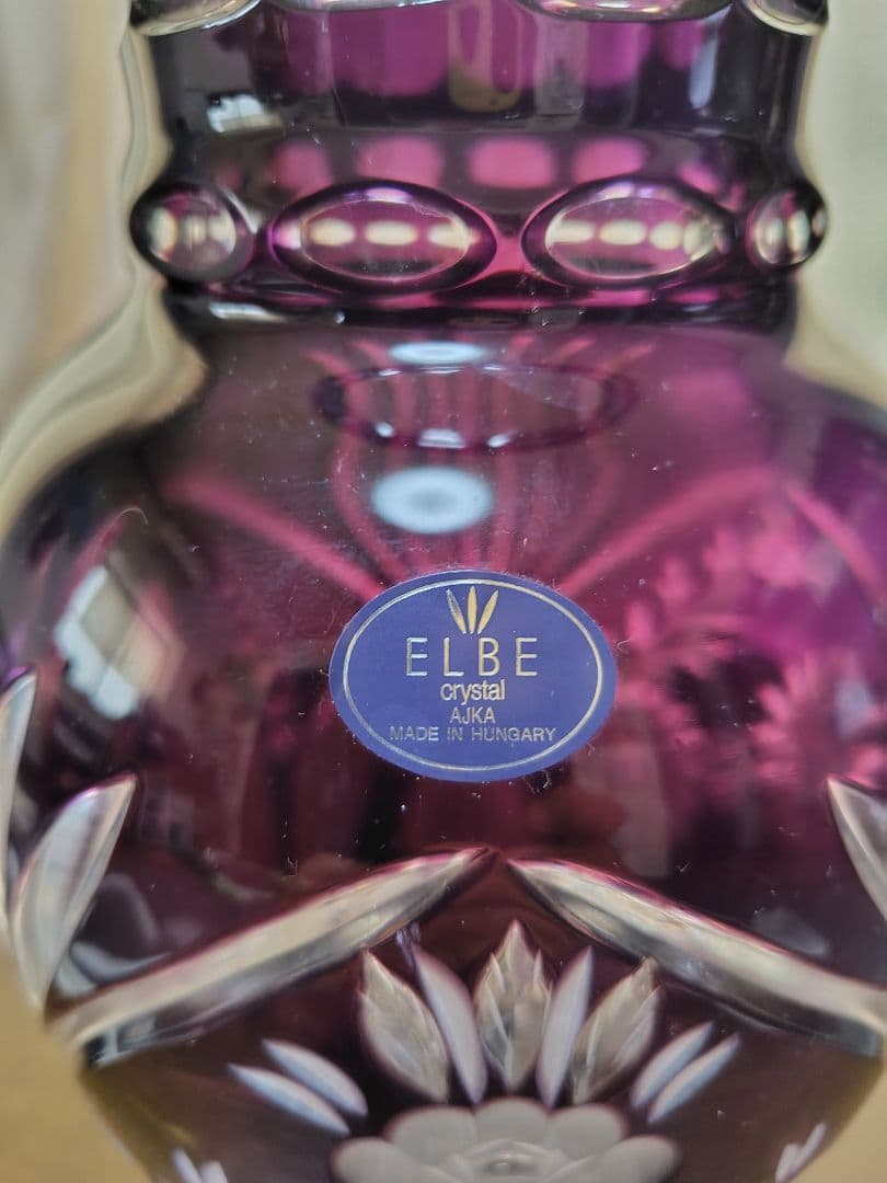 ELBE crystal 紫色花瓶 高さ約40cm