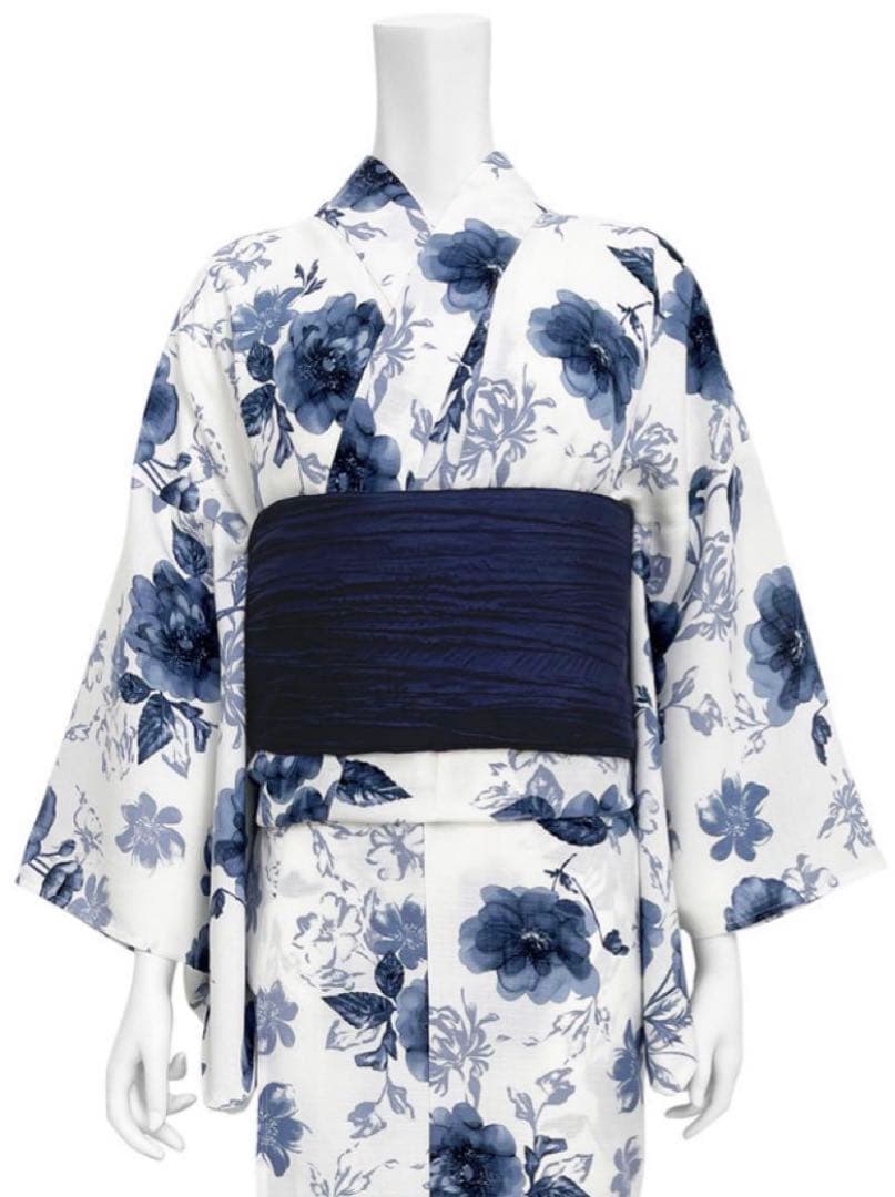 GRL 水彩花柄　浴衣　帯　パール　リボン　帯締め　三点セット