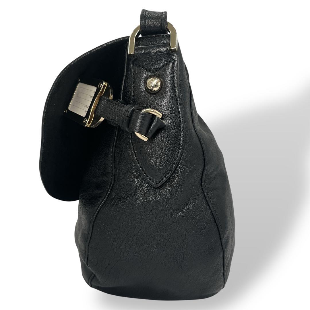 マルベリー　ショルダーバッグ　ターンロック　カーフスキン　金具　ブラック　レザー